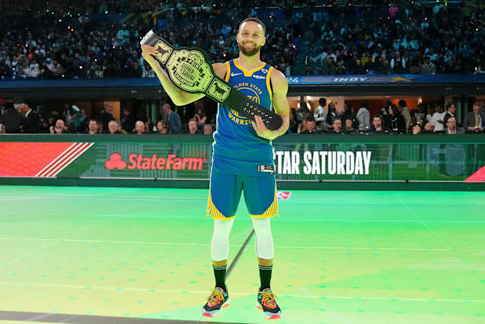Stephen Curry after winning the three-point challenge.